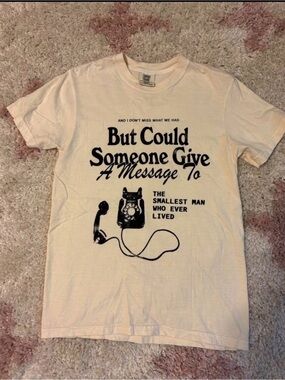 Short Sleeve Graphic Crewneck Tee - Cream with Black Print